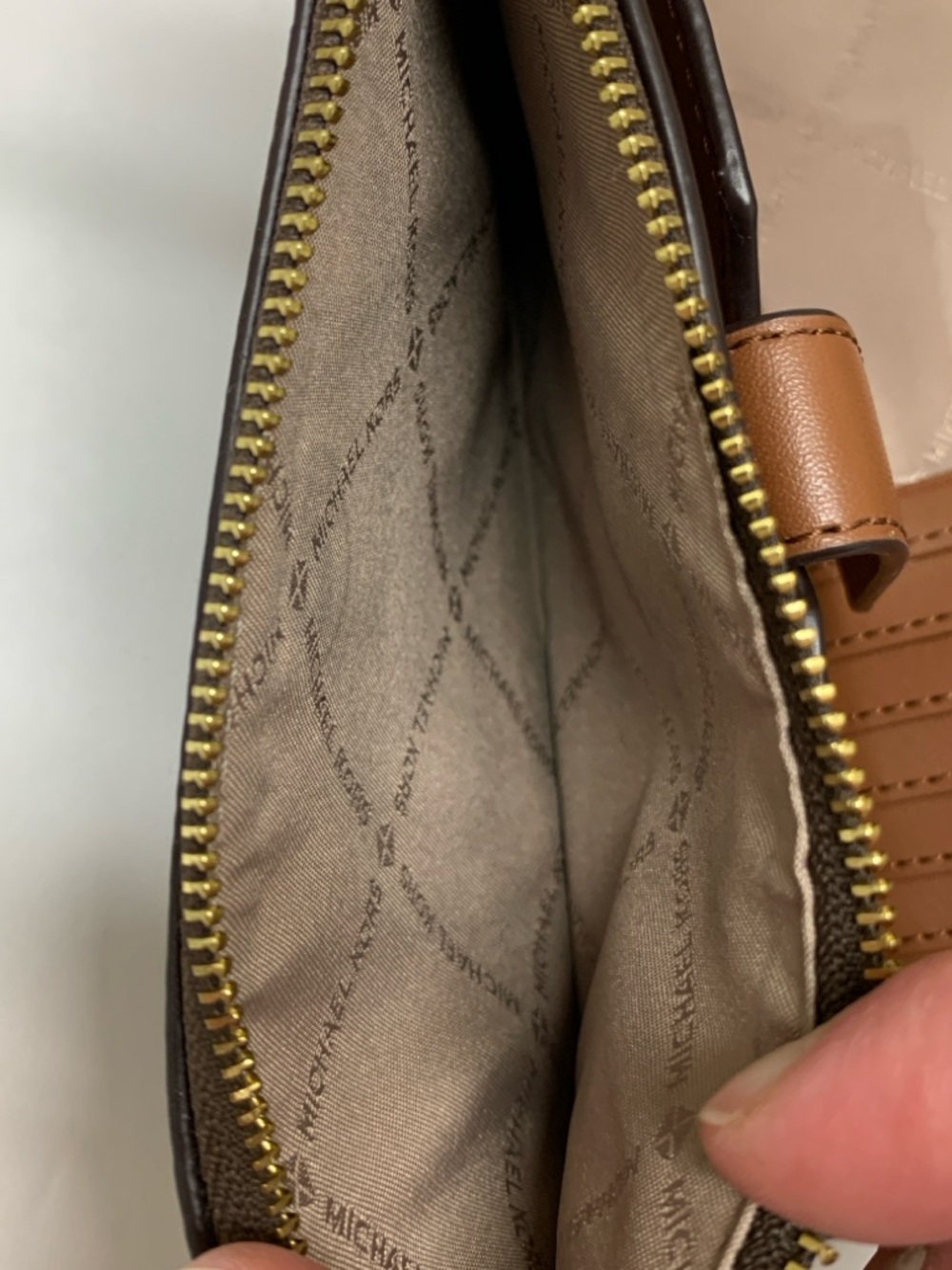 MICHAEL KORS Jet Set Double Zip Wristlet Wallet Brown Monogram Signature Print - Picture 11 of 16